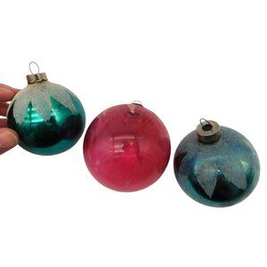 Lot of 3 Vintage Blown Glass Ornaments Snow Cap Made in USA READ